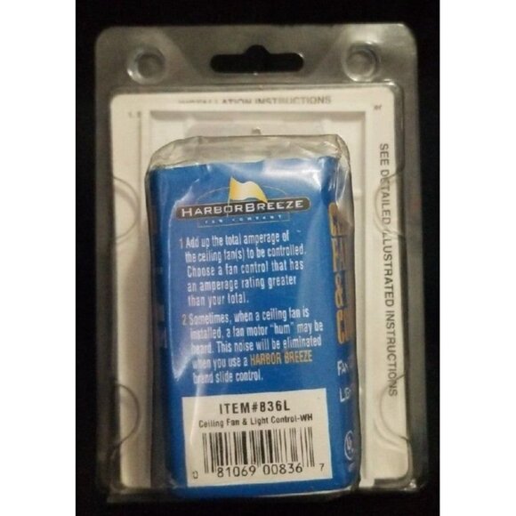 Harbor Breeze Ceiling Fan & Light Control 3 Fan Speeds & Light Levels - Picture 3 of 3
